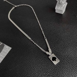 Titanium Steel Poker Card Pendant Necklace for Men Women,Punk Hip Hop Necklace